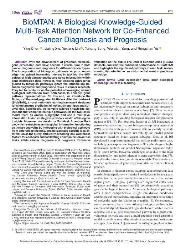 BioMTAN: A Biological Knowledge-Guided Multi-Task Attention Network for Co-Enhanced Cancer Diagnosis and Prognosis