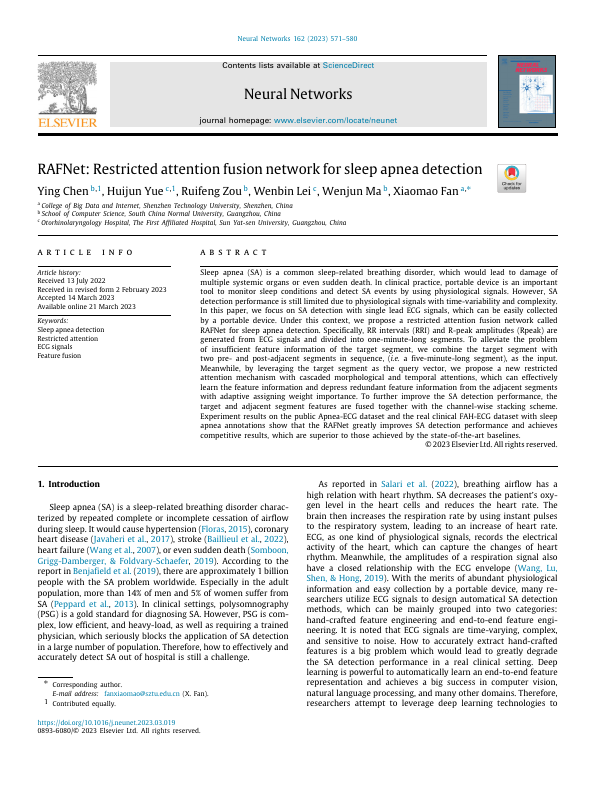 RAFNet: Restricted Attention Fusion Network for Sleep Apnea Detection